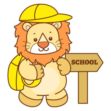 Şirin Aslan vektör ikonu. Komik bebek aslan hayvan serisi illüstrasyonu. Yumuşak Aslan Tasarımları 'nın hayatı.