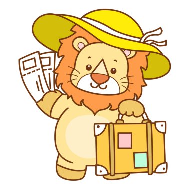 Şirin Aslan vektör ikonu. Komik bebek aslan hayvan serisi illüstrasyonu. Yumuşak Aslan Tasarımları 'nın hayatı.