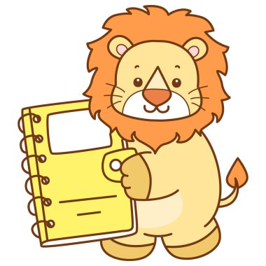 Şirin Aslan vektör ikonu. Komik bebek aslan hayvan serisi illüstrasyonu. Yumuşak Aslan Tasarımları 'nın hayatı.