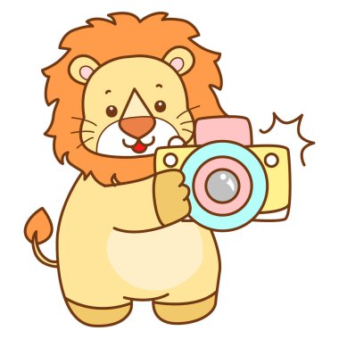 Şirin Aslan vektör ikonu. Komik bebek aslan hayvan serisi illüstrasyonu. Yumuşak Aslan Tasarımları 'nın hayatı.