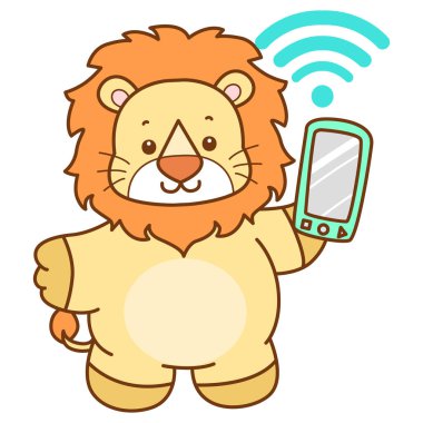 Şirin Aslan vektör ikonu. Komik bebek aslan hayvan serisi illüstrasyonu. Yumuşak Aslan Tasarımları 'nın hayatı.