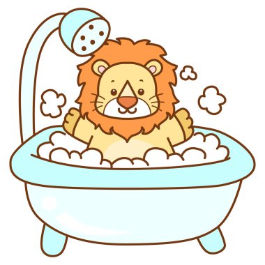 Şirin Aslan vektör ikonu. Komik bebek aslan hayvan serisi illüstrasyonu. Yumuşak Aslan Tasarımları 'nın hayatı.