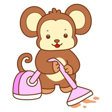 Şirin maymun vektör ikonu. Komik bebek maymun hayvan serisi örnekleri. Yumuşak Maymun Tasarımları Hayatı.