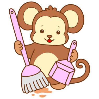 Şirin maymun vektör ikonu. Komik bebek maymun hayvan serisi örnekleri. Yumuşak Maymun Tasarımları Hayatı.