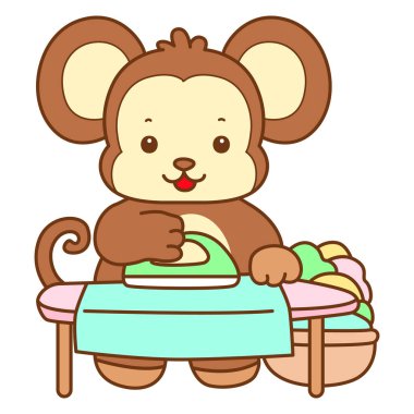 Şirin maymun vektör ikonu. Komik bebek maymun hayvan serisi örnekleri. Yumuşak Maymun Tasarımları Hayatı.