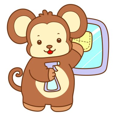 Şirin maymun vektör ikonu. Komik bebek maymun hayvan serisi örnekleri. Yumuşak Maymun Tasarımları Hayatı.