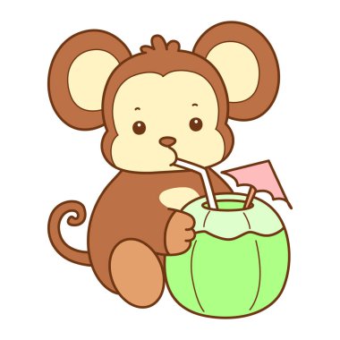 Şirin maymun vektör ikonu. Komik bebek maymun hayvan serisi örnekleri. Yumuşak Maymun Tasarımları Hayatı.