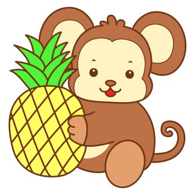 Şirin maymun vektör ikonu. Komik bebek maymun hayvan serisi örnekleri. Yumuşak Maymun Tasarımları Hayatı.