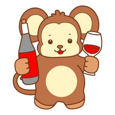 Şirin maymun vektör ikonu. Komik bebek maymun hayvan serisi örnekleri. Yumuşak Maymun Tasarımları Hayatı.