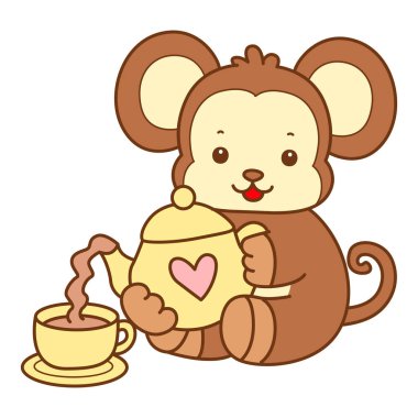 Şirin maymun vektör ikonu. Komik bebek maymun hayvan serisi örnekleri. Yumuşak Maymun Tasarımları Hayatı.