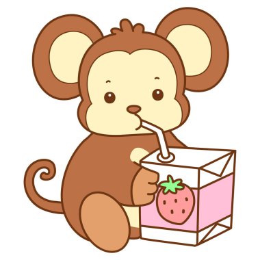 Şirin maymun vektör ikonu. Komik bebek maymun hayvan serisi örnekleri. Yumuşak Maymun Tasarımları Hayatı.