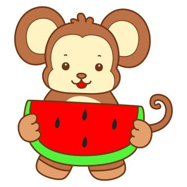 Şirin maymun vektör ikonu. Komik bebek maymun hayvan serisi örnekleri. Yumuşak Maymun Tasarımları Hayatı.