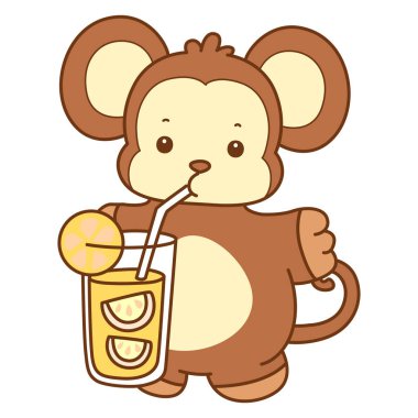 Şirin maymun vektör ikonu. Komik bebek maymun hayvan serisi örnekleri. Yumuşak Maymun Tasarımları Hayatı.