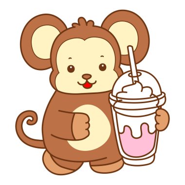 Şirin maymun vektör ikonu. Komik bebek maymun hayvan serisi örnekleri. Yumuşak Maymun Tasarımları Hayatı.