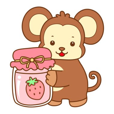 Şirin maymun vektör ikonu. Komik bebek maymun hayvan serisi örnekleri. Yumuşak Maymun Tasarımları Hayatı.