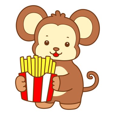 Şirin maymun vektör ikonu. Komik bebek maymun hayvan serisi örnekleri. Yumuşak Maymun Tasarımları Hayatı.