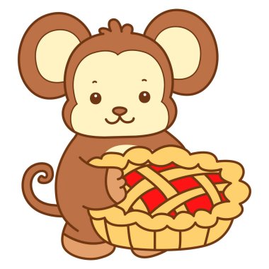 Şirin maymun vektör ikonu. Komik bebek maymun hayvan serisi örnekleri. Yumuşak Maymun Tasarımları Hayatı.