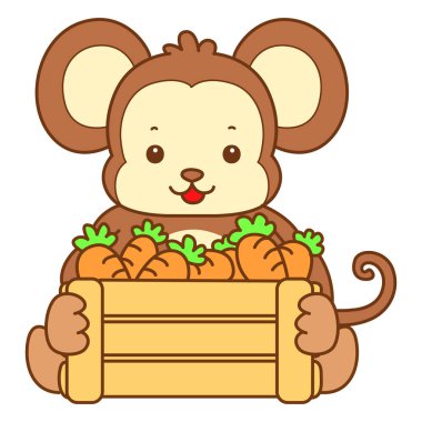 Şirin maymun vektör ikonu. Komik bebek maymun hayvan serisi örnekleri. Yumuşak Maymun Tasarımları Hayatı.