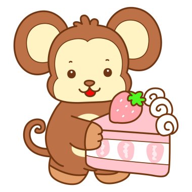 Şirin maymun vektör ikonu. Komik bebek maymun hayvan serisi örnekleri. Yumuşak Maymun Tasarımları Hayatı.