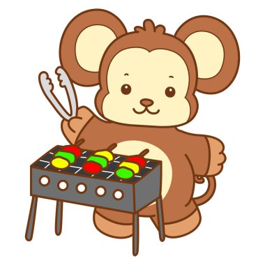 Şirin maymun vektör ikonu. Komik bebek maymun hayvan serisi örnekleri. Yumuşak Maymun Tasarımları Hayatı.