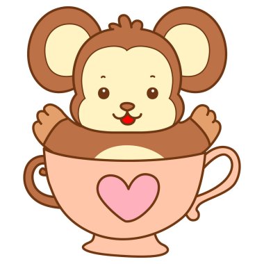 Şirin maymun vektör ikonu. Komik bebek maymun hayvan serisi örnekleri. Yumuşak Maymun Tasarımları Hayatı.