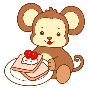 Şirin maymun vektör ikonu. Komik bebek maymun hayvan serisi örnekleri. Yumuşak Maymun Tasarımları Hayatı.