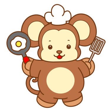 Şirin maymun vektör ikonu. Komik bebek maymun hayvan serisi örnekleri. Yumuşak Maymun Tasarımları Hayatı.