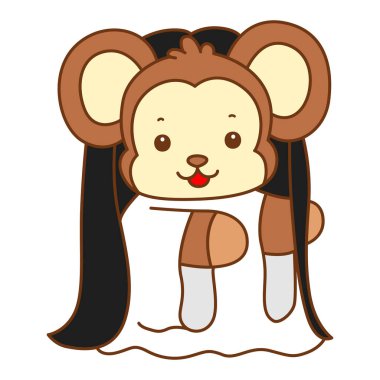 Şirin maymun vektör ikonu. Komik bebek maymun hayvan serisi örnekleri. Yumuşak Maymun Tasarımları Hayatı.