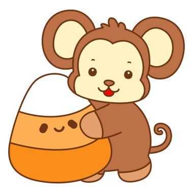 Şirin maymun vektör ikonu. Komik bebek maymun hayvan serisi örnekleri. Yumuşak Maymun Tasarımları Hayatı.