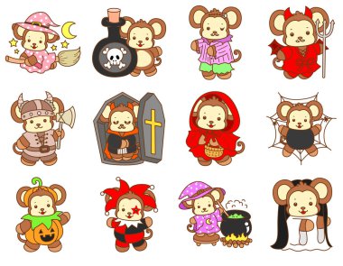 Şirin maymun vektör ikonu. Komik bebek maymun hayvan serisi örnekleri. Yumuşak Maymun Tasarımları Hayatı.