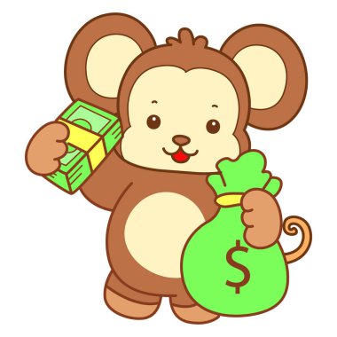 Şirin maymun vektör ikonu. Komik bebek maymun hayvan serisi örnekleri. Yumuşak Maymun Tasarımları Hayatı.