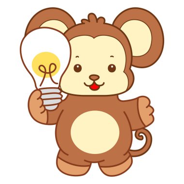 Şirin maymun vektör ikonu. Komik bebek maymun hayvan serisi örnekleri. Yumuşak Maymun Tasarımları Hayatı.