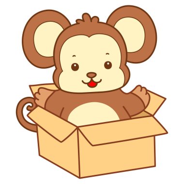 Şirin maymun vektör ikonu. Komik bebek maymun hayvan serisi örnekleri. Yumuşak Maymun Tasarımları Hayatı.