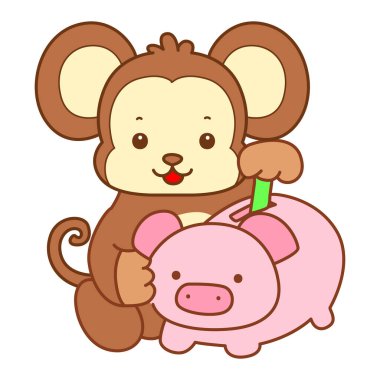 Şirin maymun vektör ikonu. Komik bebek maymun hayvan serisi örnekleri. Yumuşak Maymun Tasarımları Hayatı.