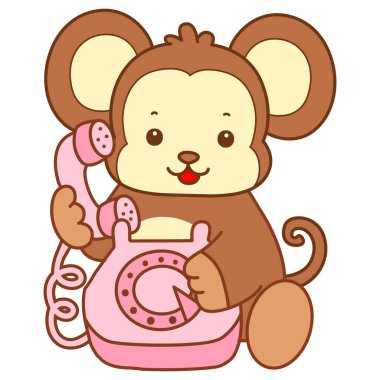 Şirin maymun vektör ikonu. Komik bebek maymun hayvan serisi örnekleri. Yumuşak Maymun Tasarımları Hayatı.