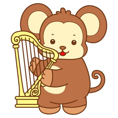 Şirin maymun vektör ikonu. Komik bebek maymun hayvan serisi örnekleri. Yumuşak Maymun Tasarımları Hayatı.