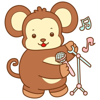 Şirin maymun vektör ikonu. Komik bebek maymun hayvan serisi örnekleri. Yumuşak Maymun Tasarımları Hayatı.