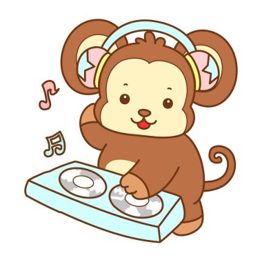 Şirin maymun vektör ikonu. Komik bebek maymun hayvan serisi örnekleri. Yumuşak Maymun Tasarımları Hayatı.