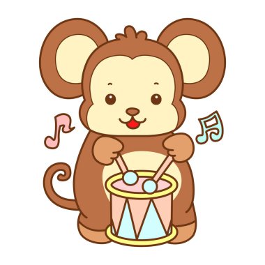 Şirin maymun vektör ikonu. Komik bebek maymun hayvan serisi örnekleri. Yumuşak Maymun Tasarımları Hayatı.