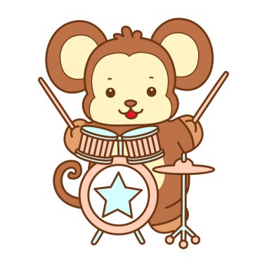 Şirin maymun vektör ikonu. Komik bebek maymun hayvan serisi örnekleri. Yumuşak Maymun Tasarımları Hayatı.