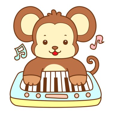 Şirin maymun vektör ikonu. Komik bebek maymun hayvan serisi örnekleri. Yumuşak Maymun Tasarımları Hayatı.