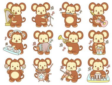 Şirin maymun vektör ikonu. Komik bebek maymun hayvan serisi örnekleri. Yumuşak Maymun Tasarımları Hayatı.