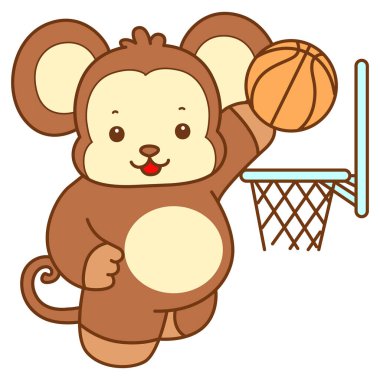 Şirin maymun vektör ikonu. Komik bebek maymun hayvan serisi örnekleri. Yumuşak Maymun Tasarımları Hayatı.