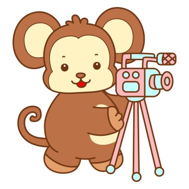 Şirin maymun vektör ikonu. Komik bebek maymun hayvan serisi örnekleri. Yumuşak Maymun Tasarımları Hayatı.