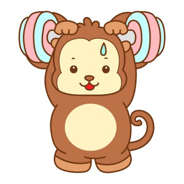 Şirin maymun vektör ikonu. Komik bebek maymun hayvan serisi örnekleri. Yumuşak Maymun Tasarımları Hayatı.