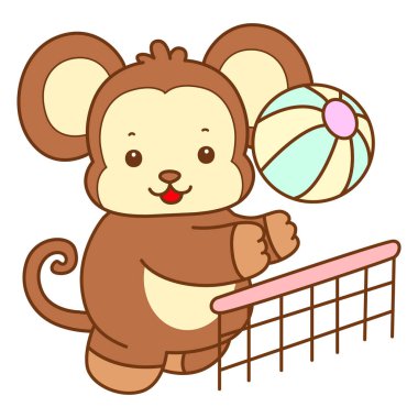 Şirin maymun vektör ikonu. Komik bebek maymun hayvan serisi örnekleri. Yumuşak Maymun Tasarımları Hayatı.