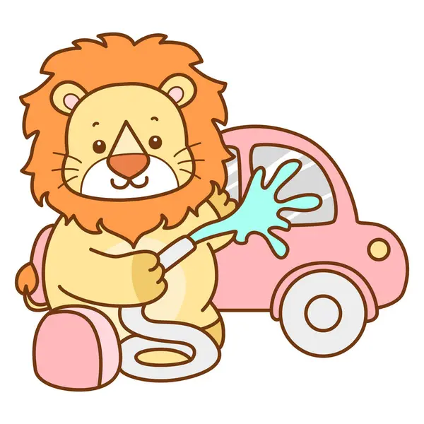 Şirin Aslan vektör ikonu. Komik bebek aslan hayvan serisi illüstrasyonu. Yumuşak Aslan Tasarımları 'nın hayatı.