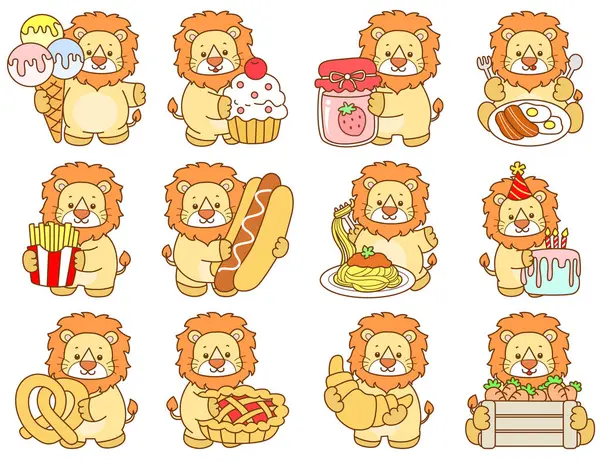 Şirin Aslan vektör ikonu. Komik bebek aslan hayvan serisi illüstrasyonu. Yumuşak Aslan Tasarımları 'nın hayatı.