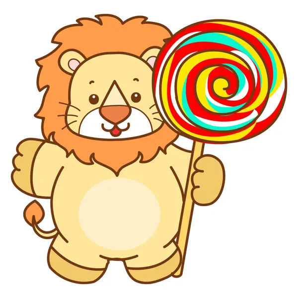 Şirin Aslan vektör ikonu. Komik bebek aslan hayvan serisi illüstrasyonu. Yumuşak Aslan Tasarımları 'nın hayatı.