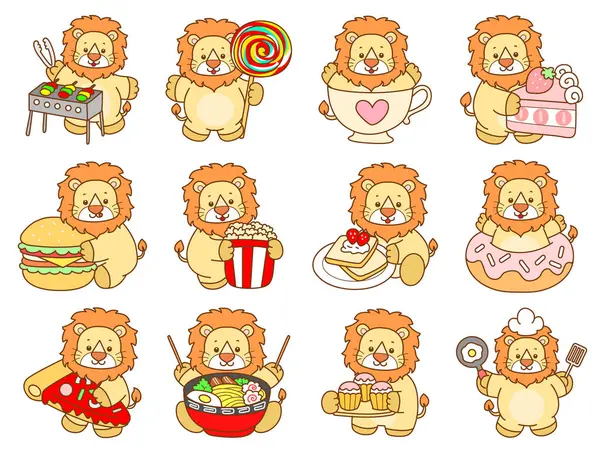 Şirin Aslan vektör ikonu. Komik bebek aslan hayvan serisi illüstrasyonu. Yumuşak Aslan Tasarımları 'nın hayatı.